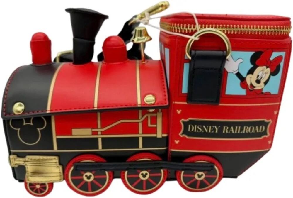 Disney Parks Loungefly Railroad Train Mickey Minnie Mouse Crossbody Bag NWT